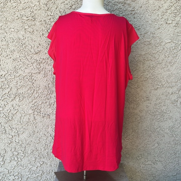 Calvin Klein Hot Pink Super Soft Tee Cap Sleeve Shirt Blouse Top w Front Pocket - Picture 7 of 8